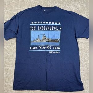 Vintage 80s 90s USS Indianapolis Navy Ship Single Stitch Graphic T-Shirt Sz L